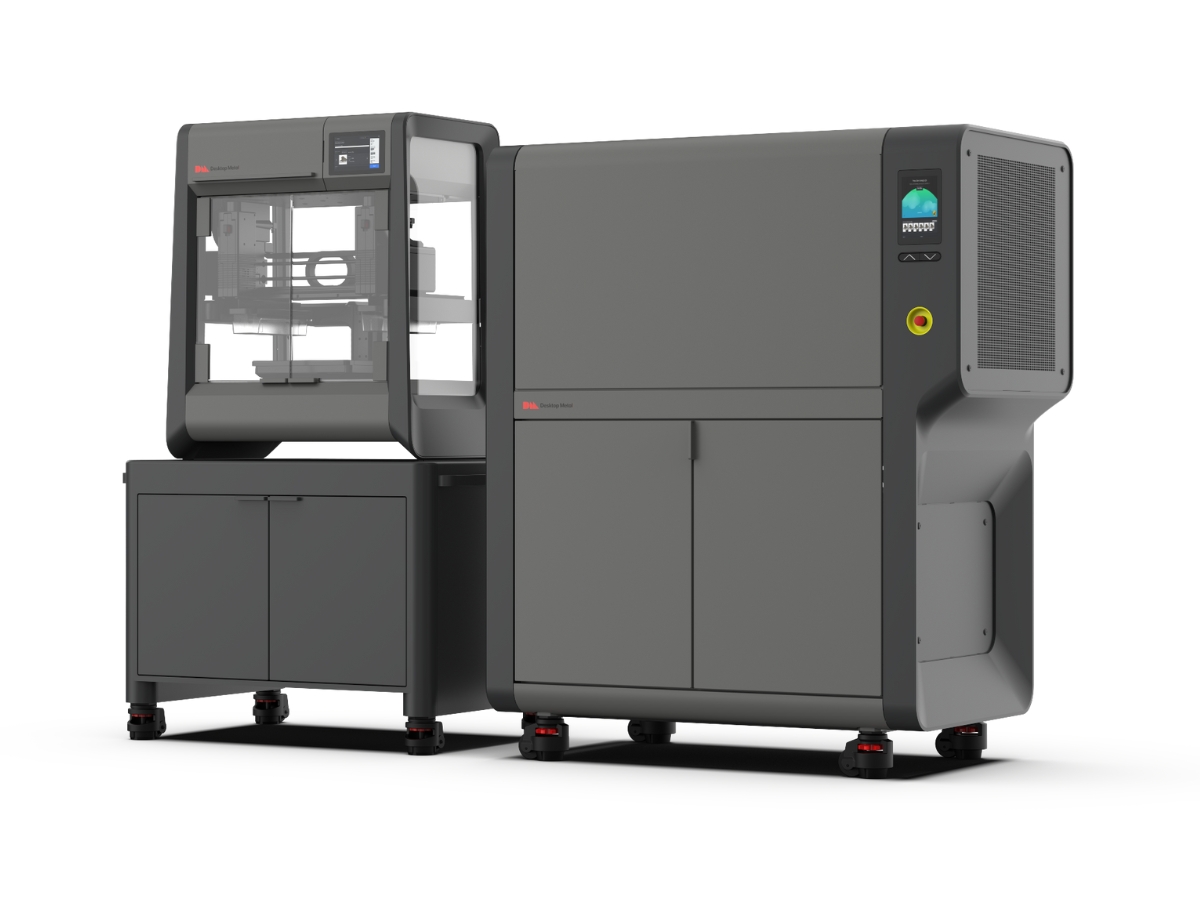 Desktop Metal Studio System 3D metal printer safe for office use, tough enough for the floor of a machine shop